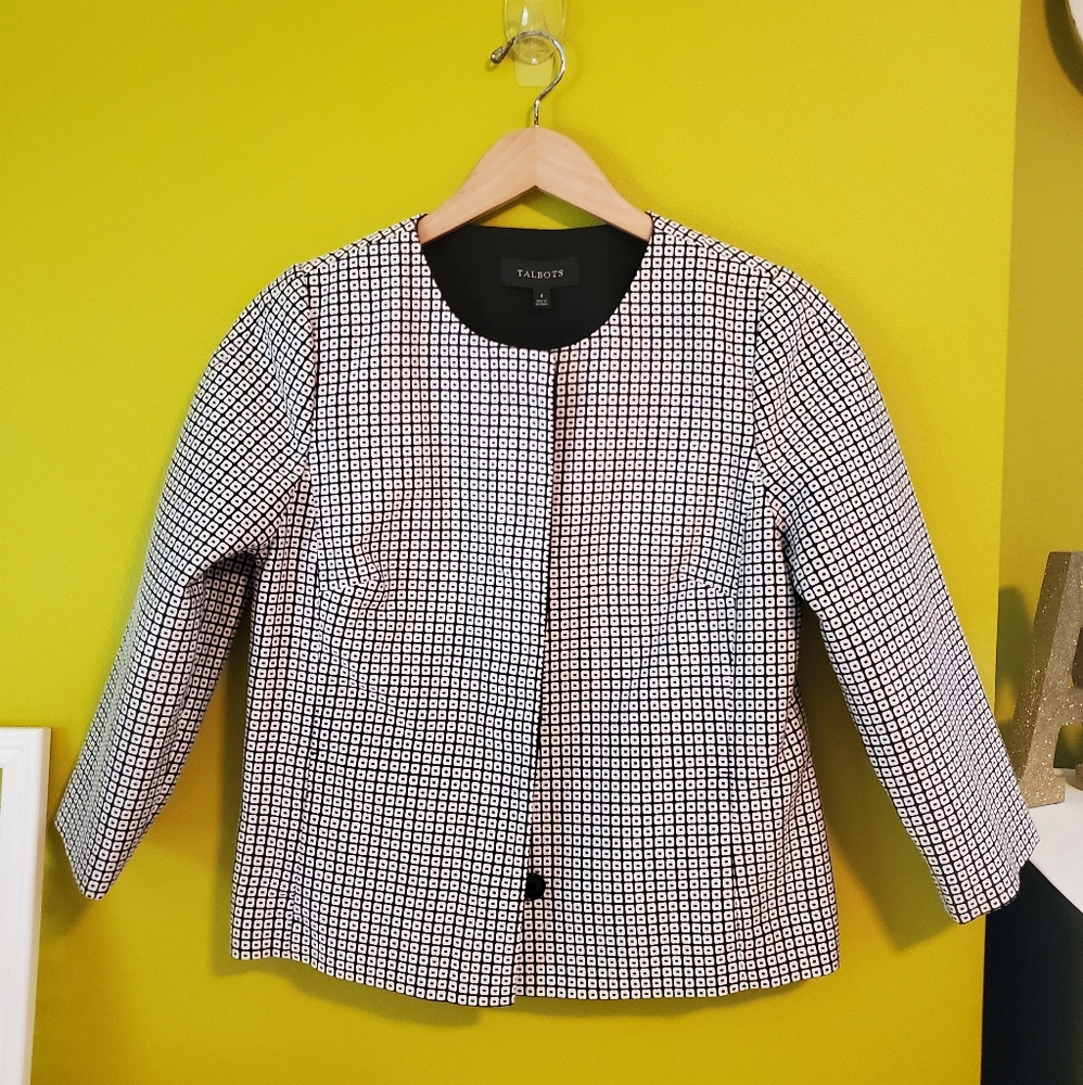 NWT Talbots black and white Blazer size 4